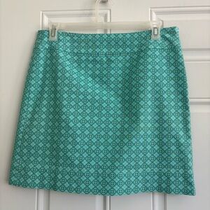 Talbots Geometric Light Teal/Yellow Skirt, Size 12